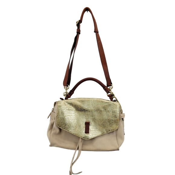 Gryson Ruby Messenger Bag Beige Gold British Tan Top Handle Crossbody Strap - Picture 1 of 15